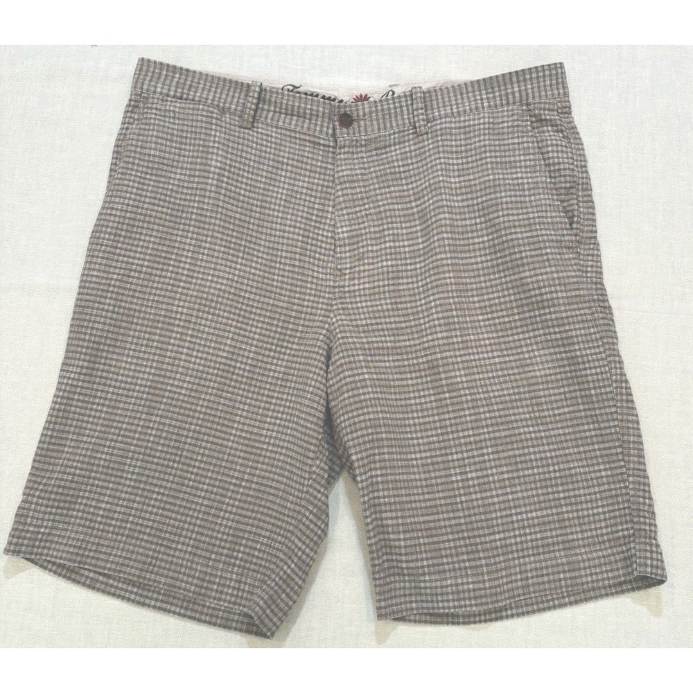 Tommy Bahama Mens Plaid Linen & Silk Blend Shorts Size 36 Checkered